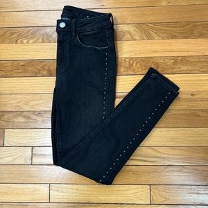 American Eagle black studded super stretch hi rise jegging jeans 2 short